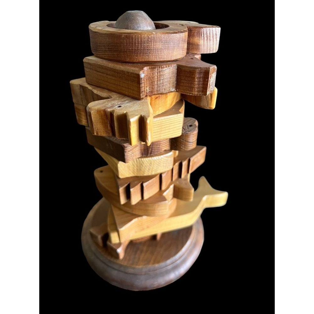 11 pc Vintage Primitive Handmade Wood Napkin Ring Holders Forest Animals Various